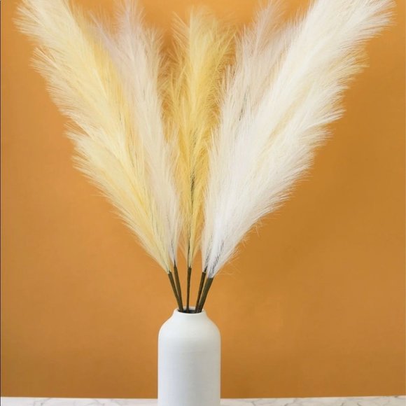 Cream Faux Pampas Grass Tall Boho Decor bundle of 3 43” tall - Picture 8 of 9